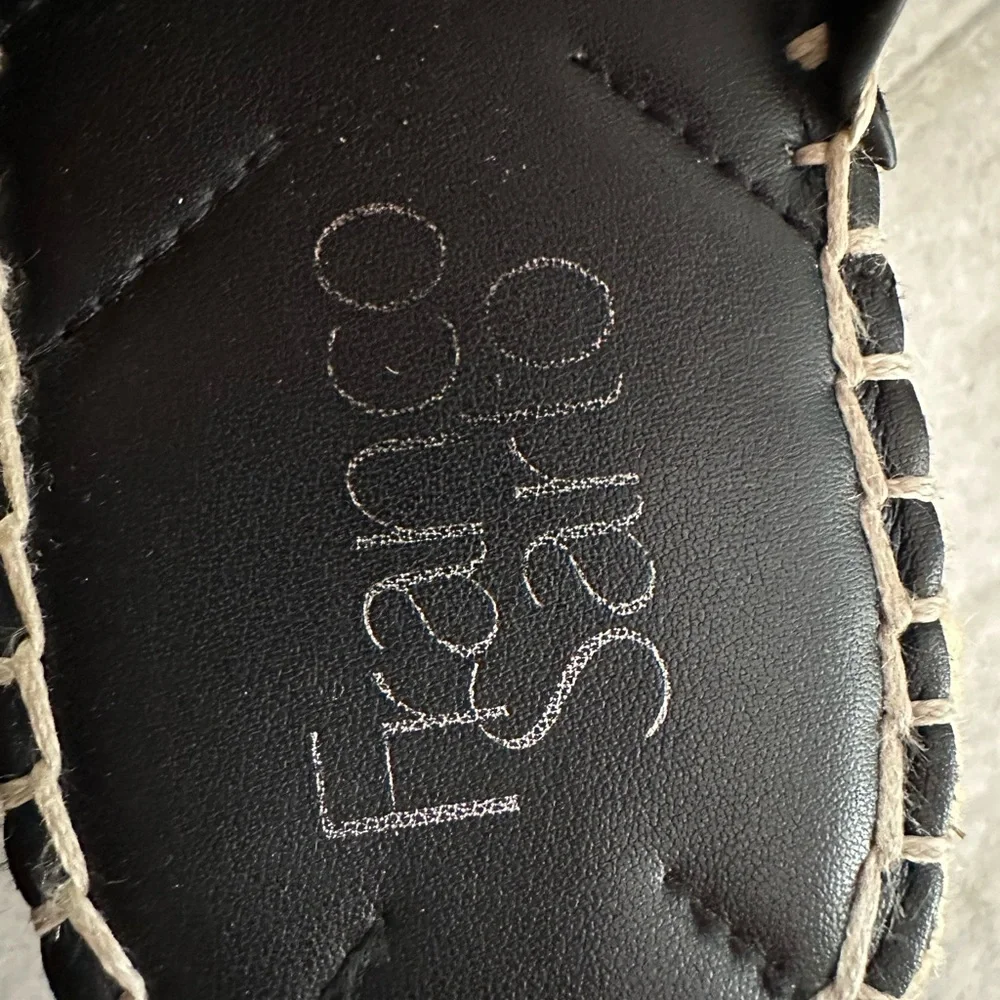 Franco Sarto Black Leather Espadrille Slides - Size 7